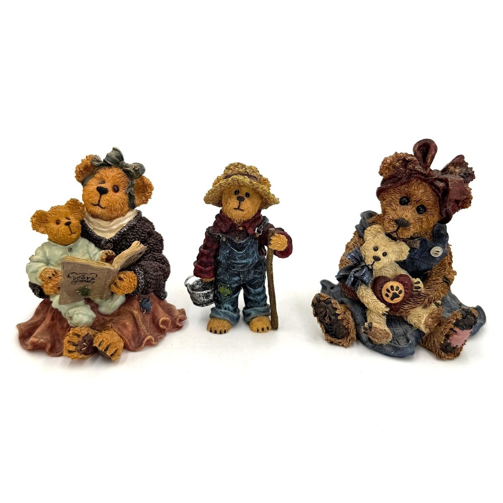 Boyds Bears Bearstone Collection Momma McBearsley‎ Momma McBear Farm Boy 3pc Lot